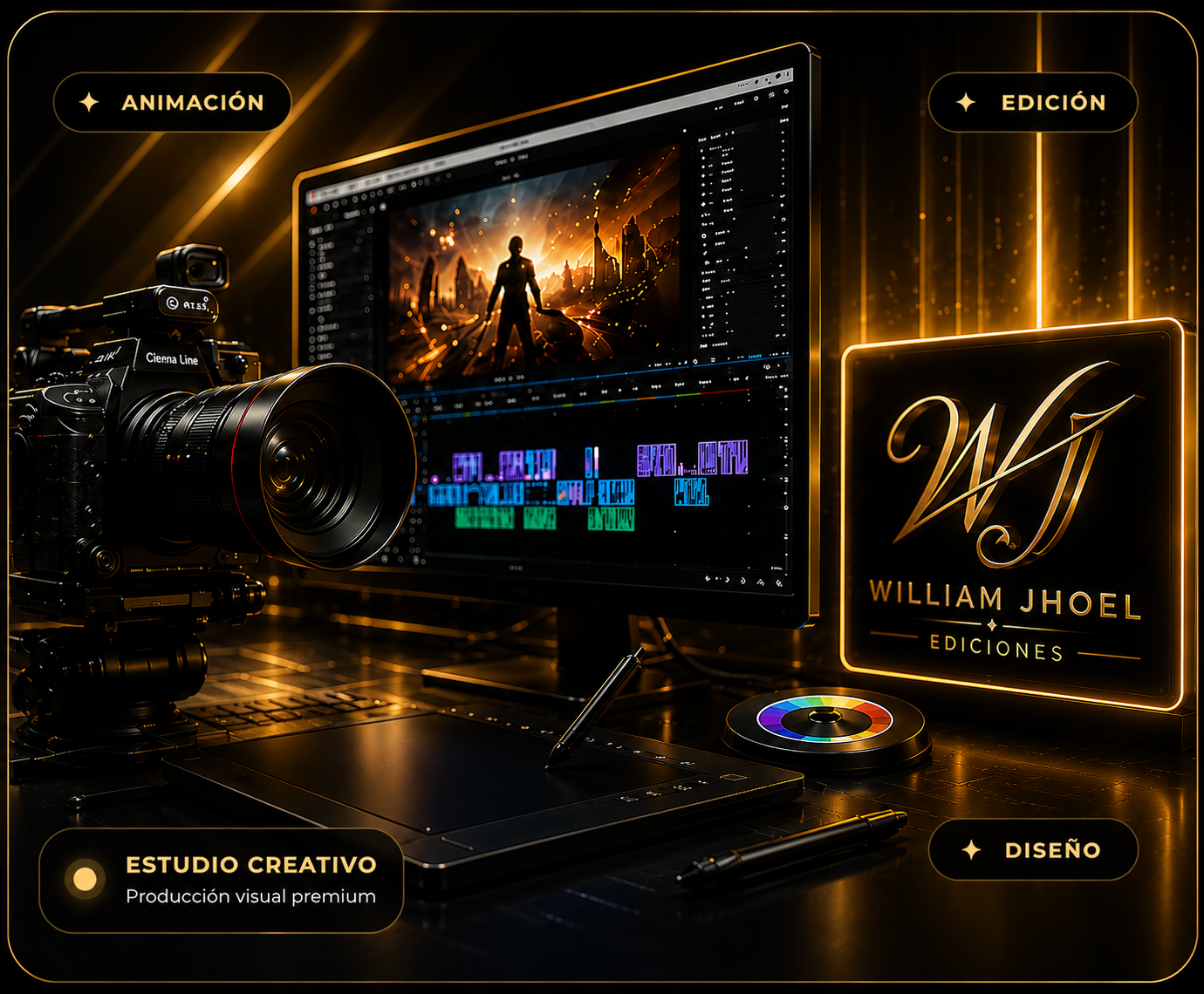 Estación profesional de edición, cámara y producción audiovisual de William Jhoel